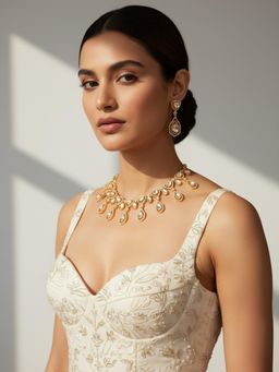 Zevar By Geeta - Fariza Moissanite Necklace With Pair Of Earring