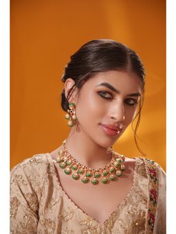 Zevar By Geeta - Zinia Green Moissanite Necklace With Pair Of Earring