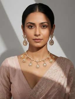 Zevar By Geeta - Mehnaz Moissanite Necklace With Pair Of Earring