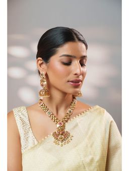 Zevar By Geeta - Avni Temple Kundan Necklace With Pair Of Earring
