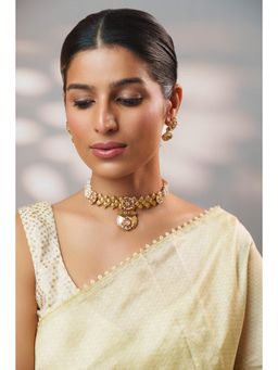 Zevar By Geeta - Avnika Temple Kundan Necklace With Pair Of Earring