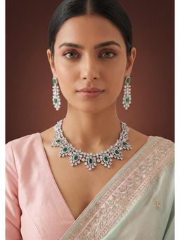 Zevar By Geeta - Jenny Emerald Necklace With Pair Of Earring