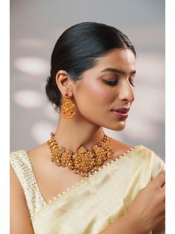 Zevar By Geeta - Shivaka Temple Kundan Necklace With Pair Of Earring