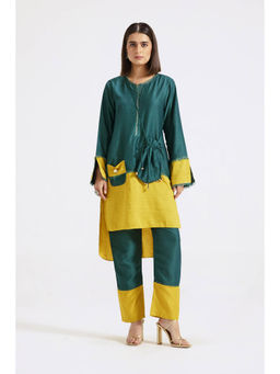 Basanti Kapde aur Koffee - Teal Green Color Block Co-Ord (Set of 2)