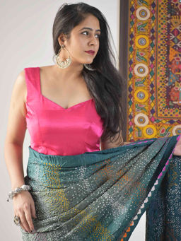 Sundarii - Pink Slush Mashru Silk Blouse