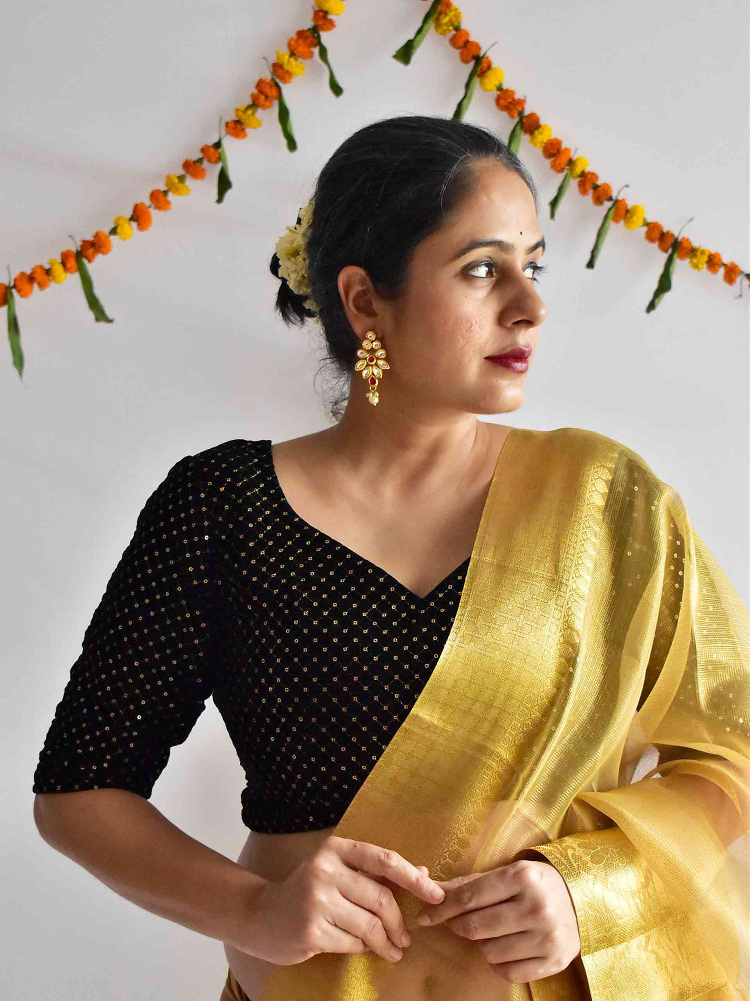 black sequence blouse