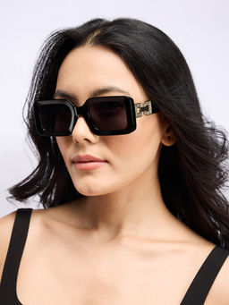 Twenty Dresses by Nykaa Fashion - Black Rectangle Thick Chainlink Detail Sunglasses