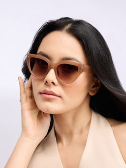 Twenty Dresses by Nykaa Fashion - Beige Cat Eye Large Full Rim Sunglasses