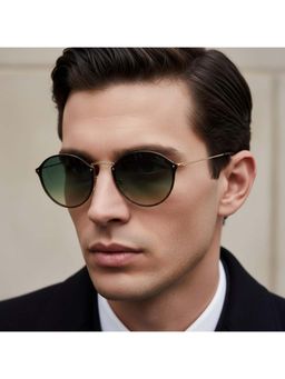 Vintage - Unisex UV Protection Green Lens Round Sunglasses