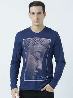 Huetrap - Mens Launch Navy Full Sleeves V Neck T-shirt