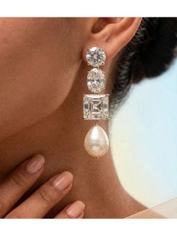 Arvino - Crystal and Baroque Pearl Drop Earrings