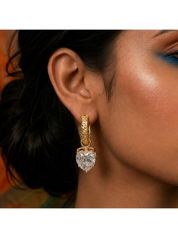 Arvino - 92.5 Sterling Heart Crystal Hoop Earrings