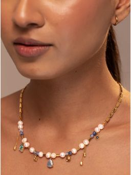 AURA STUDIO - 18Kt Gold Plated Pearl And Gemstone Studded Necklace