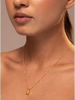 AURA STUDIO - 18Kt Gold Plated Gold Brick Pendant with Necklace
