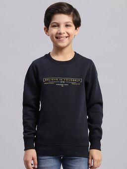 Monte Carlo - Navy Printed Round Neck Sweatshirt