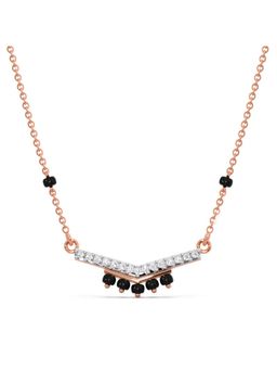 Candere by Kalyan Jewellers - 14K Rose Gold BIS Hallmark Diamond Amruta Mangalsutra Pendant with chain for women (2.55)