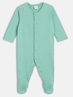 MINI KLUB - Cotton Full Sleeves Solid Romper - Sea Green