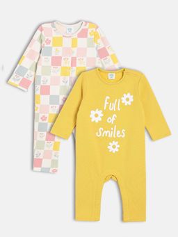 MINI KLUB - Cotton Full Sleeves Floral Printed Rompers (Pack of 2)