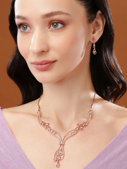 Estele - Rose Gold Plated Beautiful Designer Necklace Set with Crystals for Women