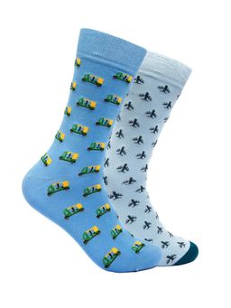 Mint & Oak - Transport Calf Length Multi Color Socks For Men (Pack of 2)
