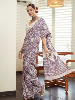Modeva - Ready To Wear Saree with Unstitched Blouse Piece-Lavender