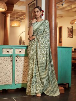 Modeva - Ready To Wear Saree with Unstitched Blouse Piece-Green