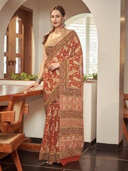 Modeva - Ready To Wear Saree with Unstitched Blouse Piece-Maroon