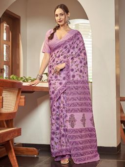 Modeva - Ready To Wear Saree with Unstitched Blouse Piece-Lavender