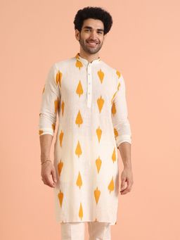KISAH - Men White Printed Kurta