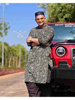 KISAH - Men Black Printed Kurta