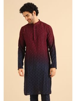 KISAH - Men Maroon Embroidered Kurta