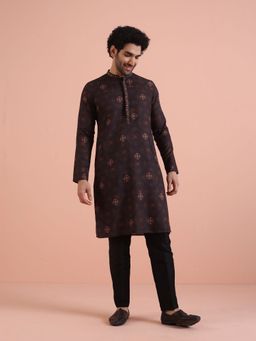 KISAH - Men Black Printed Kurta