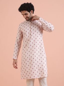 KISAH - Men White Printed Kurta