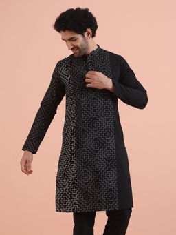 KISAH - Men Black Printed Kurta