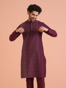 KISAH - Men Maroon Printed Kurta