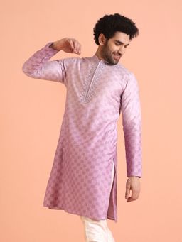KISAH - Men Lavender Embroidered Kurta