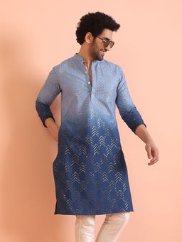 KISAH - Men Blue Embroidered Kurta