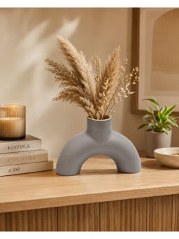 Ashnam - Half Donut Flower Home Decor Unique Abstract Vase Ash Grey