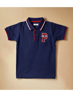 Purple United Kids - Boys Navy Blue Collar Neck Polo T-Shirt