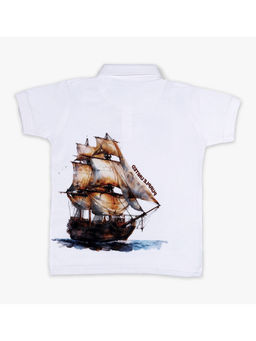 Purple United Kids - Boys White Collar Neck Polo T-Shirt