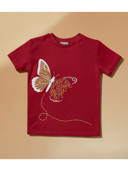 Purple United Kids - Girls Pink Round Neck T-Shirt