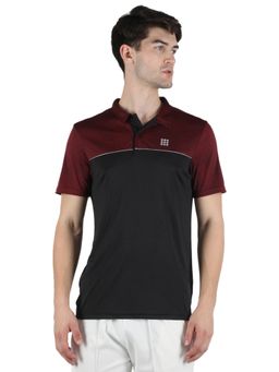 Rock.it - Men Maroon and Black Collar Regular Fit Half Sleeve T-Shirt