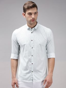 SHOWOFF - Men White Collar Neck Abstract Print Comfort Fit Shirt