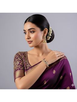 Auraa Trends - Traditional Gold-Plated Pink Kundan Studded Kada