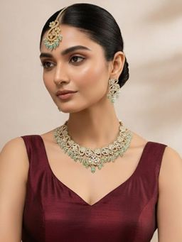 Auraa Trends - Rose Gold-Plated Blue Square Cubic Zirconia Stones Bracelet