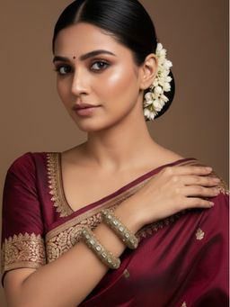 Auraa Trends - Royal Gold-Plated Kundan Intricate Handcrafted Kadas