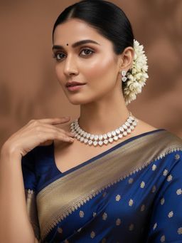 Auraa Trends - Gold Finish Kundan Polka Choker Jewellery Set