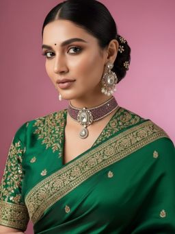 Auraa Trends - Royal Pink Cz Kundan-Style Choker Jewellery Set