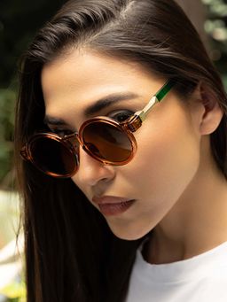 Haute Sauce - Brown The Vintage Round Sunglass-Amber Gold (HSSG2855)
