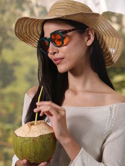 Haute Sauce - Orange The Prism Hexagon Sunglass - Emerald Orange (HSSG2879)